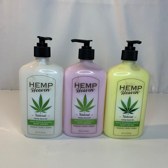 3 Hemp Heaven Full Size Body Lotions White Peach Strawberry Pineapple And Mango - Picture 1 of 8